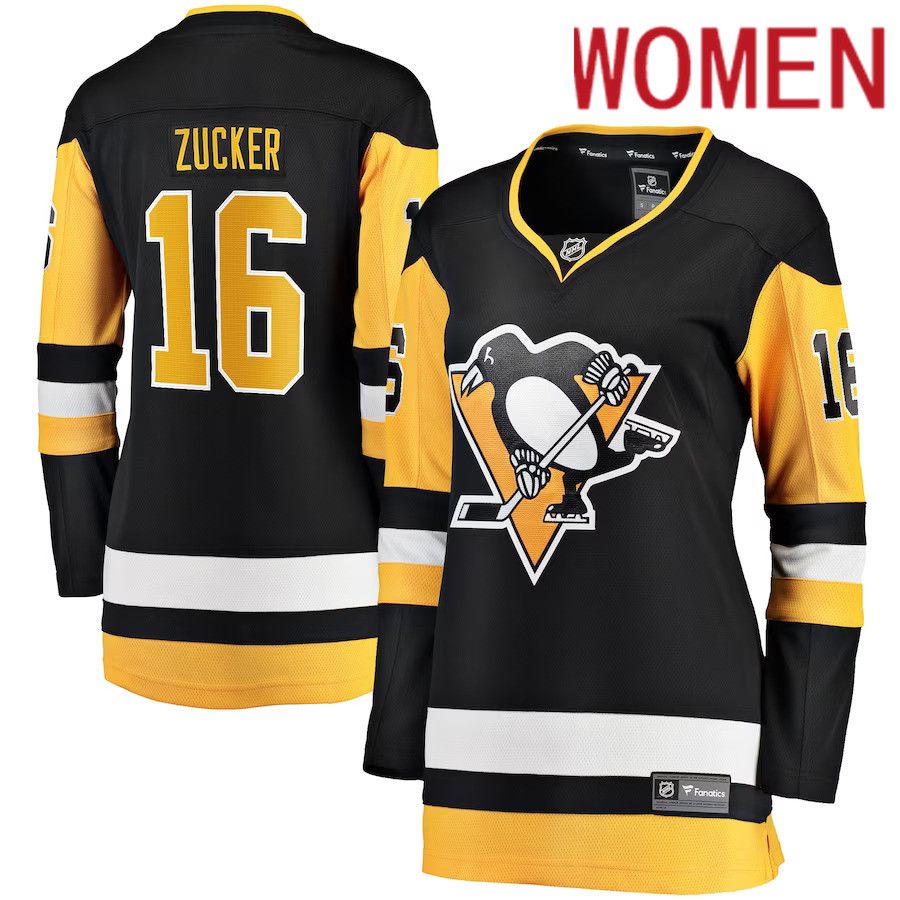 Women Pittsburgh Penguins #16 Jason Zucker Fanatics Branded Black Breakaway Player NHL Jersey